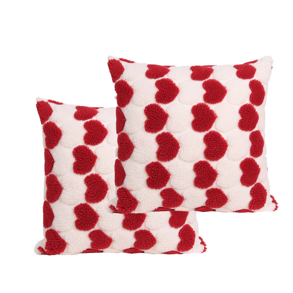 Heart Cute Decorative Valentines Throw Pillow Covers 18x18 Inch, Soft Square Cushion Case,Home Decor For Living Room Couch Bed Sofa, Set Of 2 Pack
