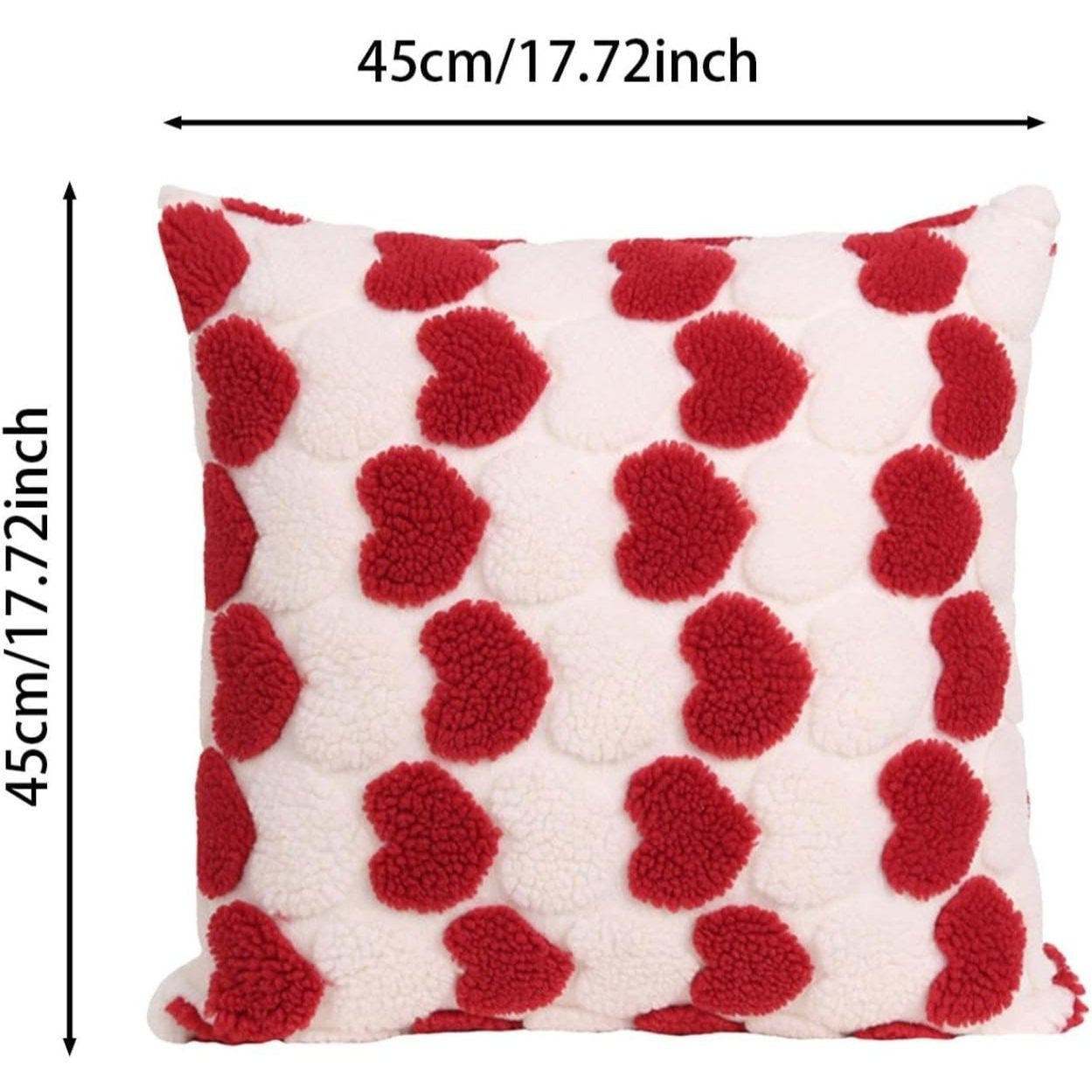Heart Cute Decorative Valentines Throw Pillow Covers 18x18 Inch, Soft Square Cushion Case,Home Decor For Living Room Couch Bed Sofa, Set Of 2 Pack