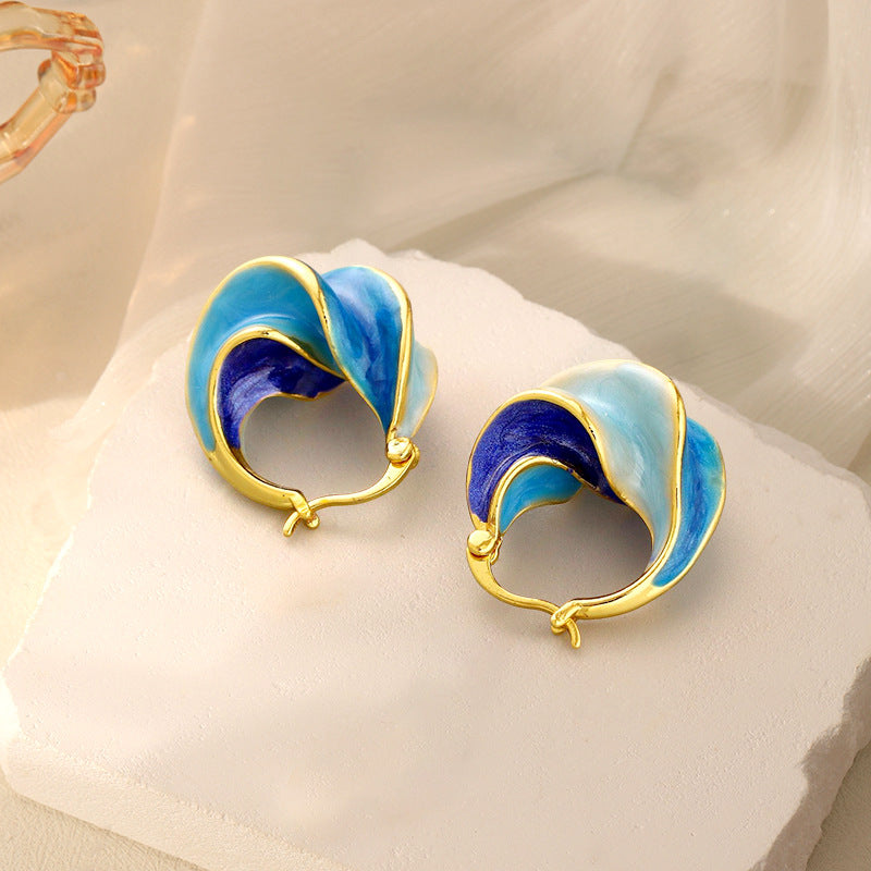Retro Minority Temperament Wild Enamel Spiral Stud Earrings