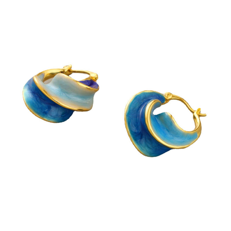 Retro Minority Temperament Wild Enamel Spiral Stud Earrings