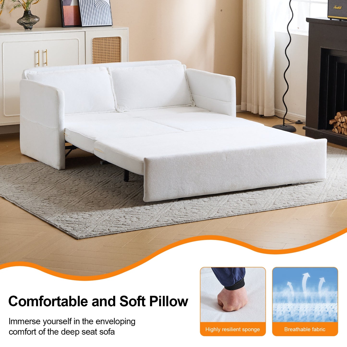 Adult Sleeper Chair Bed, 3-in-1 Convertible Sofa Chair Bed Pull-out Sofa Bed, Convenient Folding Tray Table With USB And Type-C Charging Ports Modern Loveseat For Living Room Cannot Be Sold On Temu