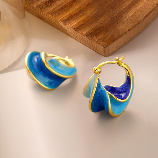 Retro Minority Temperament Wild Enamel Spiral Stud Earrings