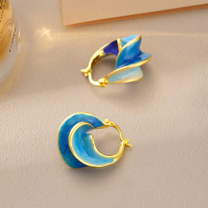 Retro Minority Temperament Wild Enamel Spiral Stud Earrings